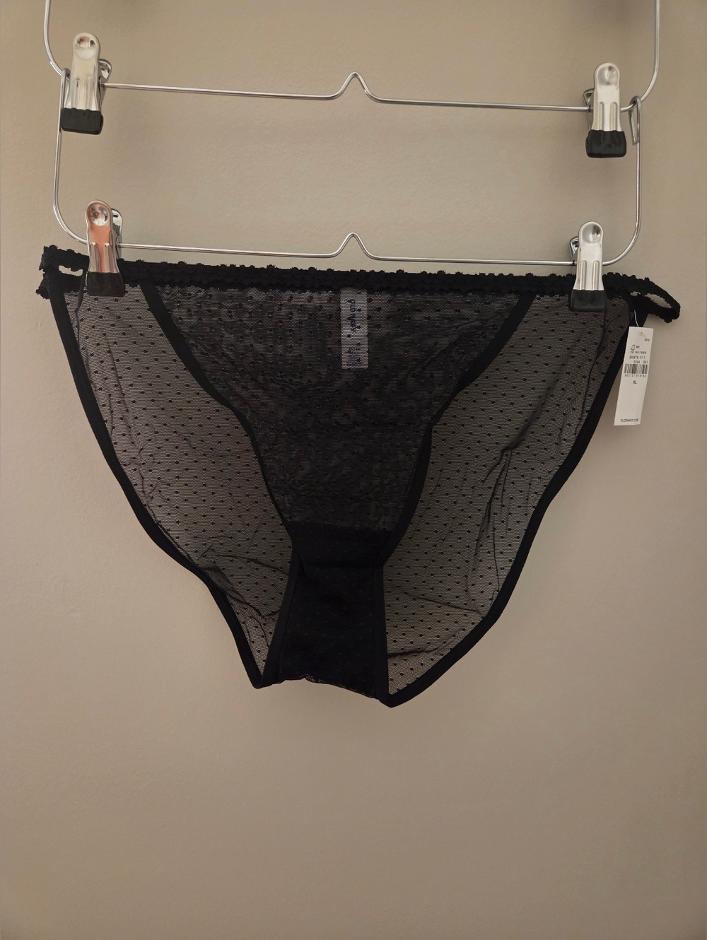 Old Navy Black Sheer Polka Dot Bikini Briefs